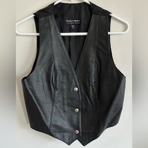 Vintage Wilsons Leather Black Genuine Leather Moto Biker Vest